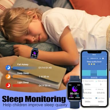 meoonley Kids Watch for Girls Boys with IP68 Waterproof, Girls Watch with 19 Sports Modes, Sleep Tracking, Pedometer, Stopwatch, Kids Activity Tracker Birthday Gifts for Boys Age 6-15 Years Old - Image 5