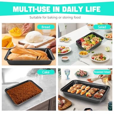 EsOfficce Cake Pan With Lid, 9x13 Inch Rectangular Cake Pan with Wide Handles, Nonstick Bakeware Baking Pan With Lid and Handle, Black - Image 2