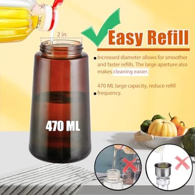 LUTITASD Olive Oil Sprayer for Cooking 2 in 1 - Oil Dispenser with Spray and Pour, 16oz/470ml Brown Oil Spray Bottle for Kitchen, Air Fryer, Salad, BBQ (Black) - Image 5