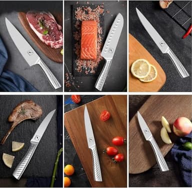 imarku Knife Set,14-Piece Knife Sets for kitchen with block,Premium One-Piece Kitchen Knife Set with Sharpener,High Carbon Stainless Steel Knives Set for Kitchen,Dishwasher Safe,Black - Image 6