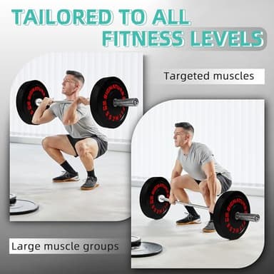Fitvids Olympic 2" Bumper Plates Set Including 370LB Complete Weight Set (10Lb to 55LB) & 7FT Olympic Barbell Bar(415 Pounds Total), Multiple Packages - Image 6