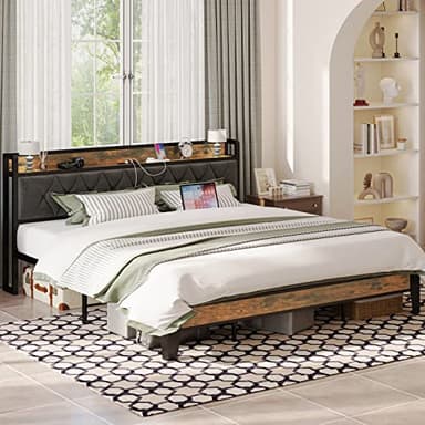 ANCTOR King Size Bed Frame, Storage Headboard with Outlets, Easy to Install, Sturdy and Stable, No Noise, No Box Springs Needed - Perfect for a Good Night's Sleep - Image 8