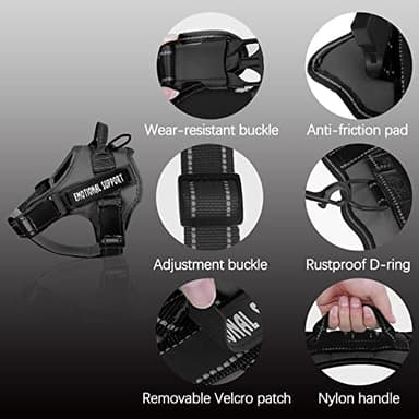 voopet Service Dog Harness, Emotional Support Pet Vest Harness, Reflective Breathable and Adjustable No-Pull ESA Dog Harness for Small Medium Large Dogs (with 4 PCS Removeable Tags) - Image 3