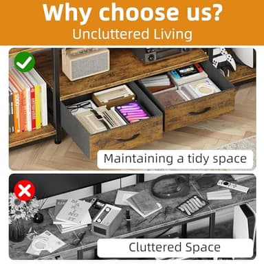 GYIIYUO LED TV Stand with Mount and Power Outlet & Fabric Drawers for 32-85 Inches TV - Entertainment Center and Corner Tv Stand for Living Room, Bedroom- 47" Rustic Brown (Max VESA 600mm × 400mm - Image 6