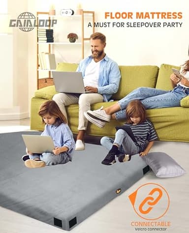 Floor GAIALOOP Memory Foam Futon Mattress Car Camping Bed Glamping Roll Up Mattress, Japanese Floor Sleeping Mat Camp Cot Mattress Pad Travel Guest Side Sleepers Space Gray [Full: 75 * 54 * 3"] - Image 3