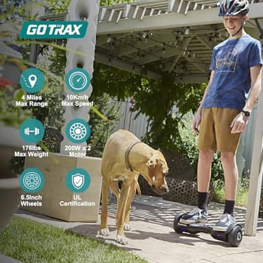 Gotrax EDGE Hoverboard with 6.5" LED Wheels & Headlight, Top 6.2mph & 4 Miles Range Power by Dual Brushless Motor, UL2272 Certified and 50.4Wh Battery Self Balancing Scooters for 44-176lbs Kids Adults (Black) - Image 2