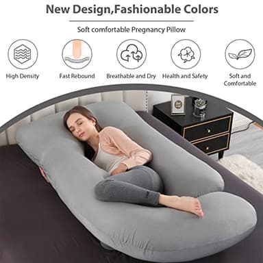 BATTOP Pregnancy Pillows for Sleeping,Full Body Maternity Pillow with Cooling Cover,Support for Back,HIPS,Legs,Belly for Pregnant Women,Pregnancy Must Haves - Image 8