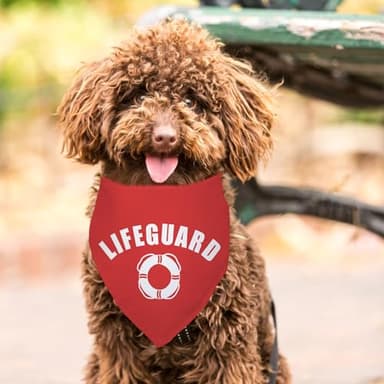 Lifeguard Dog Bandana Funny Cute Pet Dog Cat Bandana Red Dog Bandana Photo Prop Pet Scarf Decorations Accessories for Dog Lovers Owner Gift - Image 5