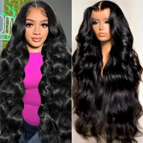 oveflect 34 Inch 13x6 Lace Front Wigs Human Hair 200 Density Body Wave HD Lace Front Wigs Human Hair Pre Plucked Natural Color Glueless Wig 100% Virgin Human Hair Lace Front Wigs for Women - Image 1