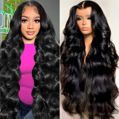 oveflect 34 Inch 13x6 Lace Front Wigs Human Hair 200 Density Body Wave HD Lace Front Wigs Human Hair Pre Plucked Natural Color Glueless Wig 100% Virgin Human Hair Lace Front Wigs for Women - Image 1