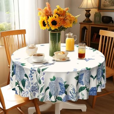 Eikione Round Tablecloth 70inch Floral Table Cloth, Colorful Tablecloths Polyester Waterproof Stain Wrinkle Free, Table Cover for Home Kitchen Dining Party Patio Decor - Image 4