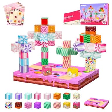 SILYMOLY Magnetic Blocks Candy Land Edition, Magnetic Tiles Building Blocks Boys & Girls Toys Age 3-5 4-8 5-7 Sensory Gift for Kids，Magnets Cubes，Upgraded STEM Gift 1.2 Inches - Image 8
