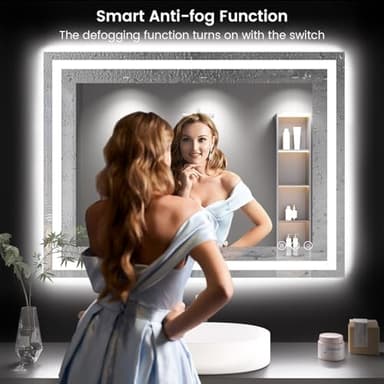 40X30 LED Bathroom Mirror with Lights, Anti-Fog, Backlit + Front Lit, Lighted Bathroom Vanity Mirror for Wall, Memory Function, Dimmable, Tempered Glass, Shatter-Proof, ETL Listed - Image 2