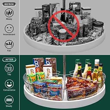 JEISSLIA Lazy Susan Cabinet Organizer Bins for 26"/ 28"/ 32" Diameter Corner Organizer, Plastic Cabinet Storage Bin, 1/8 Wedge - Food Safe, BPA Free, with Non-Slip Pads (for 28" Diameter, 6 Pack) - Image 4