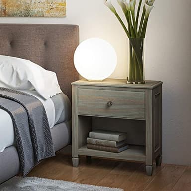 SIMPLIHOME Connaught SOLID WOOD 24 inch Wide Traditional Bedside Nightstand Table in Distressed Grey for the Living Room and Bedroom - Image 2