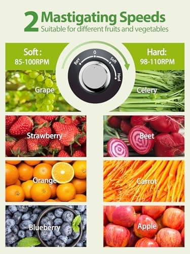 Aeitto Juicer Machines with Soft & Hard Modes, Quiet Motor, Reverse Function, Juicer Machines Vegetable and Fruit, Cold Press Juicer, Easy to Clean with Brush - Image 5