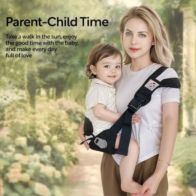 JOYNCLEON Baby Sling Carrier with Hip Seat - Breathable & Adjustable, Anti-Slip Design for Infants 0-36 Months, ASTM Certified, Ergonomic Hands-Free Carrier Carrying 8-35lbs (Black) - Image 8