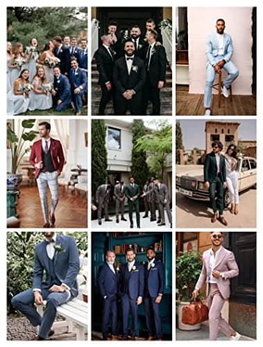 WEEN CHARM Men's Suits Slim Fit,3 Piece Suit for Men,2 Button Blazer Jacket Vest Pants with Tie,Men Tuxedo Suit Set Light Pink - Image 5
