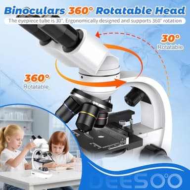 Compound Binocular Microscope for Kids & Adults - 40X-2000X Magnification Professional Microscopes with Slides - Kids Microscope Kit for School & Family Science Education Equipment - Image 5
