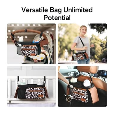 Momcozy Universal Stroller Organizer with Insulated Cup Holder Detachable Phone Bag & Shoulder Strap, Fits for Stroller like Uppababy, Baby Jogger, Britax, BOB, Umbrella and Pet Stroller - Image 4