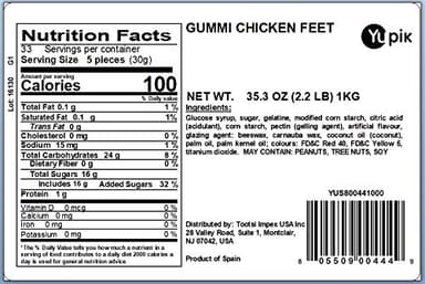 Yupik Gummy Chicken Feet, 2.2 lb (35.2 oz), Gluten-Free, Fruity Flavor, Chewy & Colorful, Chicken Feet-Shaped Gummies, Fun Treat, Sweet Candy, Delicious Snack, Ideal for Gifting, Holidays & Baking - Image 2