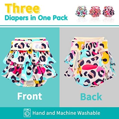 Washable Dog Diapers Female 3 Pack Reusable Premium Highly Absorbent Doggie Diapers, Flexible Puppy Diapers, Durable Leak-Proof Leopard Dog Diapers for Period Heat Incontinence Puppy Training, S - Image 4