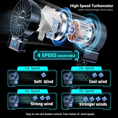 2 Pack Multifunctional Portable Stroller Fan 4 Speed 6600rpm High Speed Usb Rechargeable Personal Mini Handheld Fan Extended Tripod For Desktop Winding Kids Bed Treadmill Bike Golf Cart Outdoor Travel - Image 3