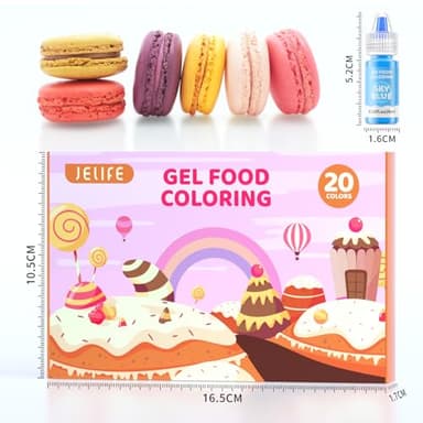 Gel Food Coloring Cake Decorating Set - Jelife 20 Colors Gel Based Flavorless Edible Food Color Dye Vibrant Concentrated Neon Icing Colors for Kids Baking Macaron Frosting Fondant Cookie (6ml/Bottles) - Image 5