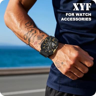 XYF Rugged men Sport Silicone Band Compatible for Apple Watch Ultra 49mm with Metal Bumper Case, Sport strap with Cases Screen Protector for iWatch Ultra 3/2/1 (49mm,Black/Gold) - Image 7