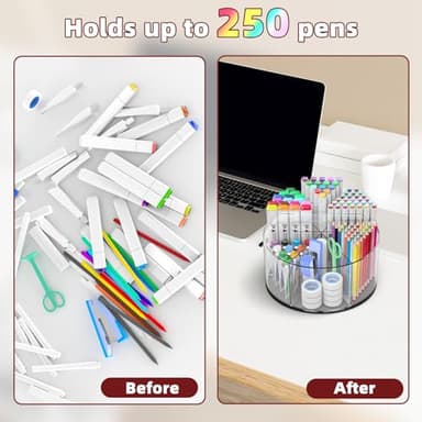 Absonic Acrylic Pen Holder Pencil Organizer, 360-Degree Rotating Pencil Holder, Crayon Organizers for Kids Marker Organizer Caddy Art Supply Kids Desk Organizers for Office Home School - Image 3