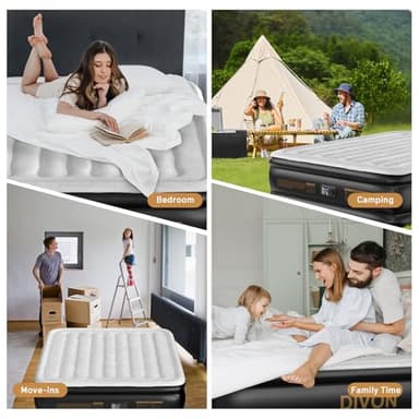 DIVON Air Mattress Queen with Built in Pump,Blow Up Mattress with Wave Pattern in 3 Mins,18'' Quick Inflatable Mattress, Luxury Airbed for Home&Camping,Black,660lbs - Image 8