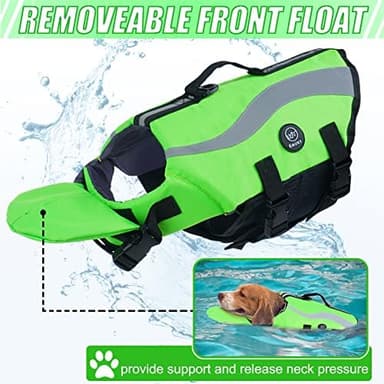 EMUST Life Jacket for Large Dogs, Dog Life Vest for Small/Medium/Large Dogs with Double Rescue Handles, High Reflective Dog Life Preserver for Swimming, Green,L - Image 4