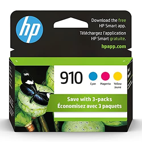 HP 910 Cyan, Magenta, Yellow Ink Cartridges for HP Printers (3-pack) | Works with Printer Series: OfficeJet 8010, 8020 Series, OfficeJet Pro 8020, 8030 | Eligible for Instant Ink | 3YN97AN - Image 1