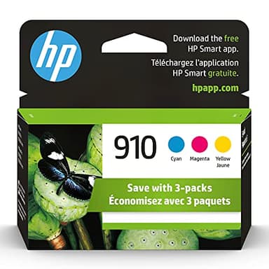 HP 910 Cyan, Magenta, Yellow Ink Cartridges for HP Printers (3-pack) | Works with Printer Series: OfficeJet 8010, 8020 Series, OfficeJet Pro 8020, 8030 | Eligible for Instant Ink | 3YN97AN - Image 1