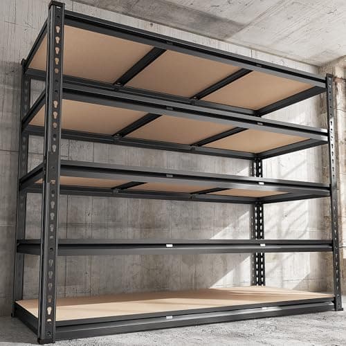 REIBII 48" W Garage Shelving 3020LBS Storage Shelves 5 Tier Heavy Duty Shelving Adjustable Garage Shelves for Basement, Warehouse, Commercial, Easy Assemble, 48" W x 72" H x 24" D - Image 1
