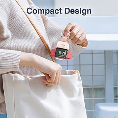 i.VALUX Portable Wireless Charger for Apple Watch Series 11/10/9/8/UItra/7/6/5/4/3/2/SE, Compact Magnetic iWatch Charger 1000mAh Power Bank Travel Keychain Style Gift for Mother Girl Birthday-Pink - Image 3