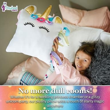 Pinwheel Crafts Unicorn Pillow Kit - DIY Arts and Crafts for Kids Ages 6 7 8-12+ Years, No Sewing Kit for Kids, Unicorn Pink Pillow Craft Kits for Birthday, Christmas Gifts for Girls - Image 4