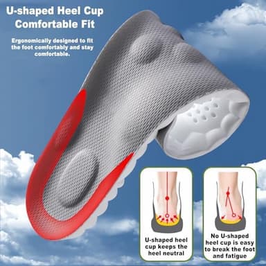 4D Cloud Soles Memory Foam Insoles for Men/Women - Arch Support Shoe Inserts with Acupressure Massage Foot Pain Relief & Fatigue Reduction for Sports/Running(US-Unisex-11-12 - Image 4