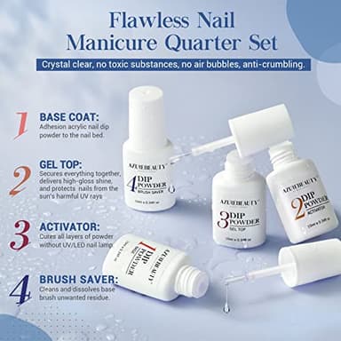 AZUREBEAUTY 31 Pcs Dip Powder Nail Kit Starter 20 Colors Glitter Nude Green Mermaid Serie Dip Powders Liquid Set with Base Top Coat Activator French Nails Art Manicure DIY Salon Christmas Gift - Image 6