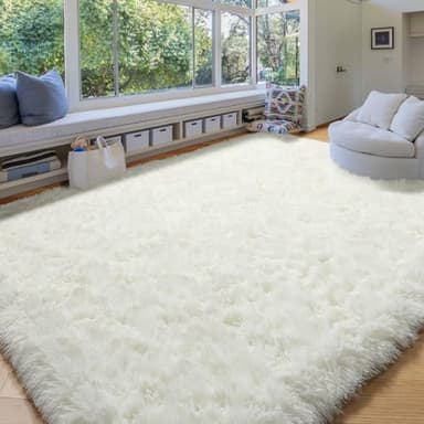 Amdrebio Ivory White Rugs for Bedroom Living Room, Soft Indoor Modern Area Rug 4x6 for Kids Room, Cute Fluffy Thick Fuzzy Carpet for Nursery Dorm, Home Decor, Furry Cream Rugs for Baby Teen Girls Boys - Image 8
