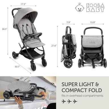 Lightweight Travel Stroller for Baby & Toddlers - Easy Fold & Compact Stroller with Canopy, Storage Basket, Multi-Position Recline & Convenient One-Hand Fold (Grey) - Image 4