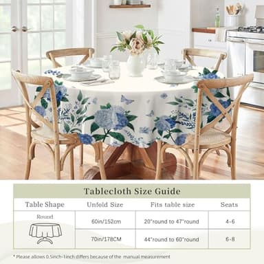 Eikione Round Tablecloth 70inch Floral Table Cloth, Colorful Tablecloths Polyester Waterproof Stain Wrinkle Free, Table Cover for Home Kitchen Dining Party Patio Decor - Image 6
