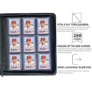 D DACCKIT Toploader Binder, Holds 288 Toploaders - 9-Pocket Top Loader Binder for 3" x 4" Rigid Card Holders for Trading Cards or Sports Cards（Model B，Classic Black ） - Image 3
