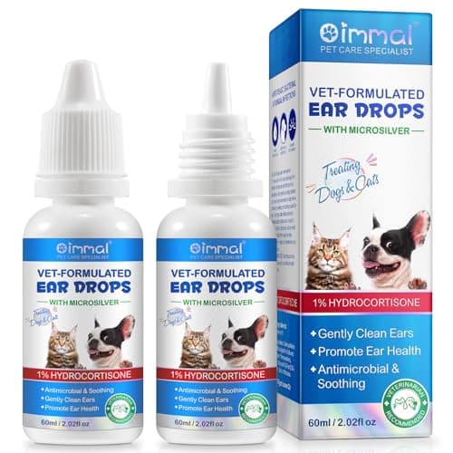 VOSIFSDIY Dog Cat Ear Infection Treatment Drops, Pets Ear Cleaning Drops with 1% Hydrocortisone for Dog & Cats Yeast Infection, Itchy Ear Relief, Pet Ear Care Supplies for Dogs & Cats -2fl oz(2PCS) - Image 1