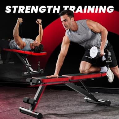 Adjustable Weight Bench, Workout Bench with Adjustable Headrest for Full Body Workout, Fast Folding 660LBS Stable Weight Bench for Men Women Versatile Workouts and Workout Bench for Home Gym (Black - Image 7