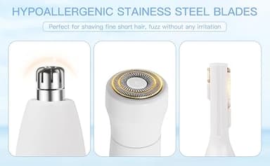 HEBECA Nose Hair Trimmer for Women and Men, 3-in-1 Electric Facial Hair Removal Rechargeable Portble Waterproof Face Shaver Razor for Nose Ear Eyebrow Peach-Fuzz Lips Chin FT3001 - Image 9