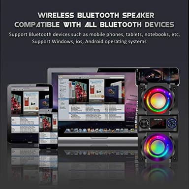 Bluetooth Speaker, 40W (60W Peak) Portable Wireless Speaker with Colorful Lights, Double Subwoofer Heavy Bass, FM Radio, MP3 Player, Bluetooth 5.0, Loud Stereo speakers for Home Outdoor Party Camping - Image 5