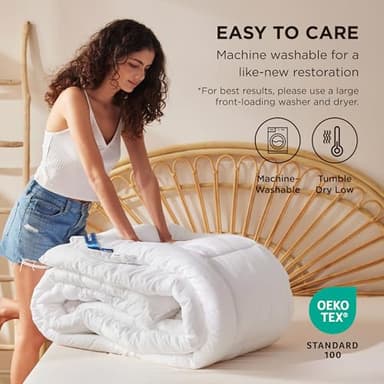 Bedsure Comforter Duvet Insert - Quilted Comforters King Size, All Season Duvet, GentleSoft Down Alternative Bedding, with 8 Tabs, Gifts for Women/Men, White, King 90 x 102 Inches - Image 5
