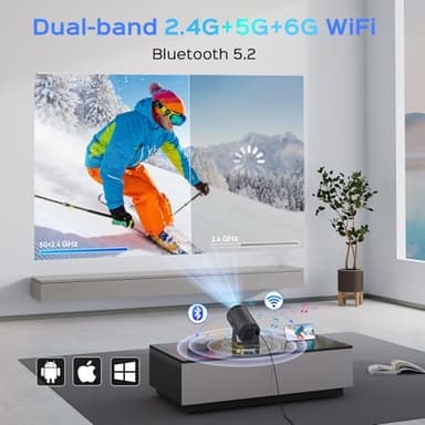 Mini Projector With WiFi and Bluetooth, 180 Rotatable Portable, 150" Smart With Android TV 11, 1080P Support Decoding Projectors 4K, 2.4G/5G WiFi6, Auto Keystone for Home Outdoor Proyector, Iron Grey - Image 4