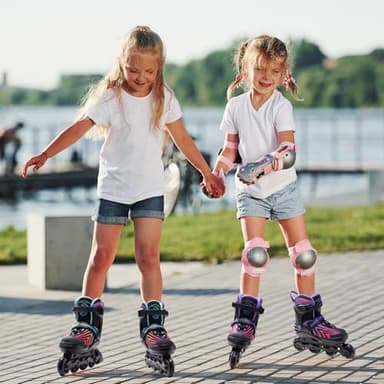 SUPER YOUNGSTER Girls Inline Skates for Boys Kids Ages 4-12, Adjustable Light Up Roller Skates for Youth Teens Ages 8-12, Beginner Blades for Women Adults - Image 2